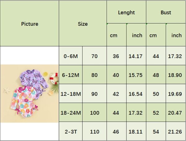 Baby Girl Swimming Costume Baby Swimsuit 3 6 12 18 24 Months 2T 3T Infant Toddler Girls Swimwear Rash Guard Zipper One Piece Long Sleeve Beachwear Bathing Suits Wetsuit - Image 7