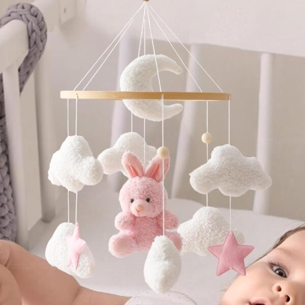 Baby Crib Mobile, Bunny Nursery Mobile, Cartoon Bassinet Mobile, Babies Room Decor, Baby Bassinet Mobile, Nursery Hanging Toys, Hanging Bunny Toys for Home, Kids Room, Bedroom - Image 9