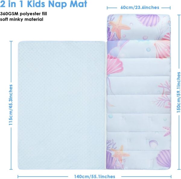 Dinosaur Nap Mat for Toddlers Boys-Pillow, Mat and Blanket Included- Kids Sleeping Bag for Nursery Daycare Travel - Image 2