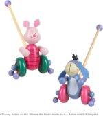Winnie the Pooh Toys - Piglet and Eeyore Wooden Push Along Toy - Animal Push and Pull Along Toys for 1 Year Olds - Toddler Toys, 1st Birthday Gifts For Boy and Girl, Disney Toys by Orange Tree Toys