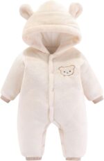 Unisex Baby Boys Girls Bear Ear Hooded Jumpsuit Clothes Winter Coats Outerwear Cute Newborn Infant Jumpsuit Snowsuit Bodysuits Short Sleeve Bodysuits