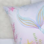 Bonhause Mermaid Tail Cushion Covers 45 x 45 cm Starfish Seashell Decorative Throw Pillow Covers Pink Purple Pillowcases for Kids Girls Bedroom Nursery Room Home Decor Set of 2 - Image 4