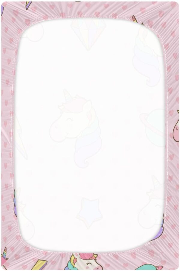Kcldeci Baby Crib Sheets for Boys Girls Cute Pastel Unicorn Toddler Bed Sheets Playard Mattress N Play Sheets M - Image 3