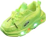 Kids Light-Up Flashing Sneaker Athletic Running Shoes with Strap, Fashionable Fun Shoes for Boys Girls School Wear Toddler Light Up Shoes Girls Size 4 Light Up Shoes for Boys White