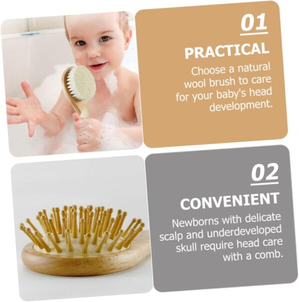 Kisangel Baby Hair Brush Set Newborn Hair Care Comb Wool Brush for Toddler Wooden Baby Hair Brush Box - Image 3