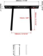 QWORK® 2 Pack Floating Shelf Bracket - 6 Inch 150 mm Double T Design- Heavy Duty Hidden Concealed Wall Shelf Brackets with Mounting Screws - Solid Steel Matt Black - Image 2