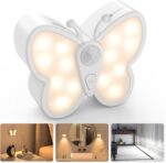 SIBI LIGHTING Motion Sensor Light, Rechargeable Butterfly Night Light with Auto/ON/Off and Removable Magnet, Stick on Lights for Kids, Bedroom, Stair, Hallway