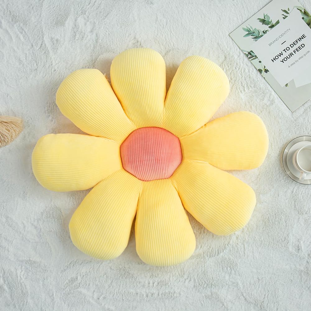 61Q0-kwQ7bL._AC_SL1000_.jpg Flower Pillow,Flower Shaped Throw Pillow,Flower Shaped Seating Cushion, Floor Pillow, Cute Room Decor & Plush Pillow (23.6, Sun Yellow) - Image 1