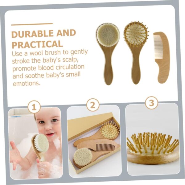 Kisangel Baby Hair Brush Set Newborn Hair Care Comb Wool Brush for Toddler Wooden Baby Hair Brush Box - Image 6