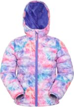 Mountain Warehouse Seasons Padded Kids Puffer Jacket - Water Resistant & Lightweight Insulated Rain Coat, Boys & Girls - Great for Spring Summer, School or Travelling Bright Pink Kids Size 5-6 Years