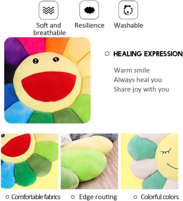 Uposao Sunflower Plush Pillow Flower Shaped Seating Cushion Sunflower Pillow Sofa Chairs Floor Pillow for Kids Reading Nook Watching TV Bed Room Decoration - Image 6