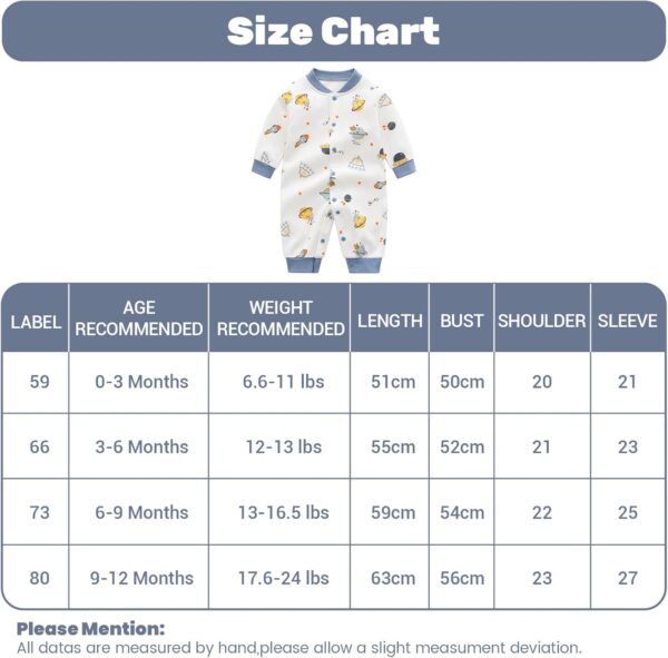 Baby Rompers Boys Girls Cotton Overalls Long Sleeve Jumpsuit Pyjama, 0-12 Months - Image 6