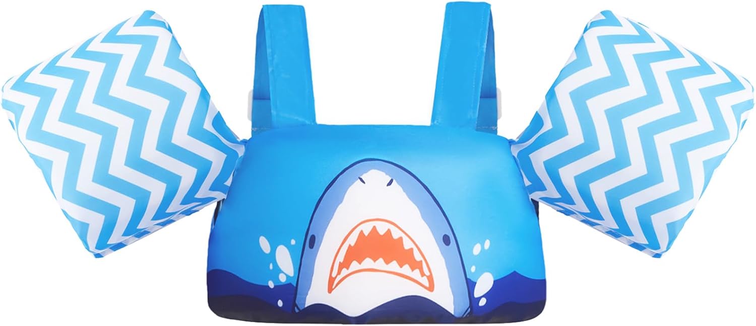 61Rd1wQcxyL._AC_SL1500_.jpg Gogokids Toddler Swimming Float Vest, Arm Bands Kids Swim Vest with Shoulder Harness Baby Floats Swimming Training Jacket for 2-6 Years Old Boys Girls Perfect for Pool, Learn to Swim and Beach - Image 1