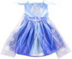 Lito Angels Ice Princess Snow Queen Costume Party Fancy Dress Up with Cape and Accessories for Baby and Kids Girls, Blue 267