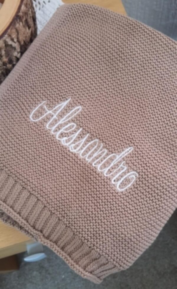 HDLOVE 100x80cm Personalised Baby Blankets, Cotton Knitted Blanket Personalized Embroidered Name Baby Boy Baby Girl Soft Blanket Baby Shower Breathable Stroller Blanket(GRAY,Embroidery name) - Image 4