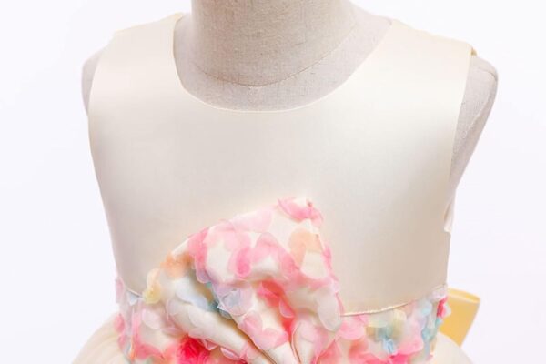 Girls Ball Gown Dresses, Girls Special Occasion Dress Champagne Puffy Tulle Dress High Low with Long Train and Bow on Back - Image 4