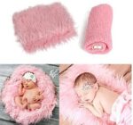 Uposao 2 Pcs/set Newborn Photography Props, DIY Newborn Infant Blanket Swaddle Wrap Set Soft Faux Fur Photography Backdrops Mat Rug for Baby Boys Girls - Image 2