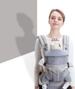 SONARIN Premium Breathable Baby Carrier with Storage Bag,Sunscreen Hood,Ergonomic,for Newborn to Toddler(0-48 Months),Head Support,Maximum Load 20kg,Front Facing Baby Carrier(Grey) - Image 2