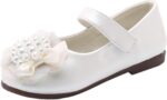 Girls Kids Flower Pearl Dress Dance Sandals 𝗟ow Heels Soft Sole Slip On Princess Summer Shoes Baby Toddler Leather Shoes Size 4 Baby Shoes Girl Sandals Camo Slides Toddler(