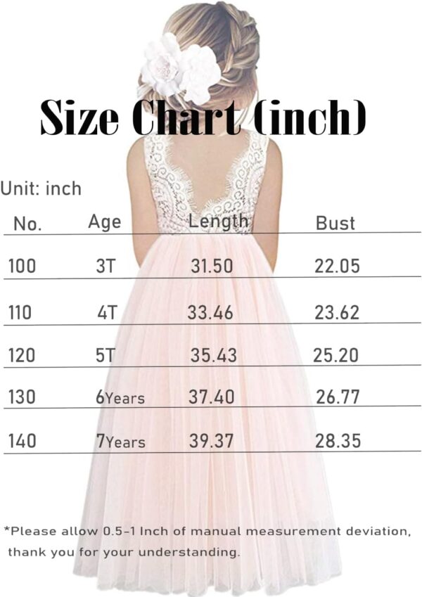 Beganly Toddler Girls Elegant Lace Straight Maxi Tulle Party Dresses V Back Flower Girl Dress - Image 2