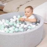 Selonis Soft Ball Pit Pool 90X30cm/200 Balls Round For Baby Toddler Foam, Light Grey:Powder Pink/Pearl/Transparent - Image 5