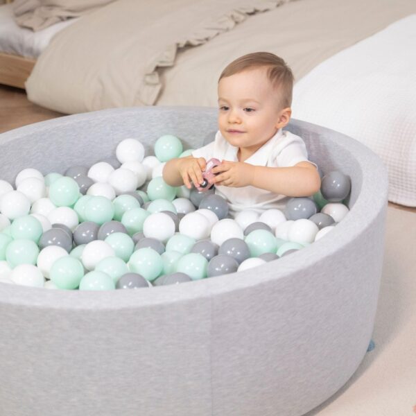 Selonis Soft Ball Pit Pool 90X30cm/200 Balls Round For Baby Toddler Foam, Light Grey:Powder Pink/Pearl/Transparent - Image 5