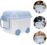 Kids' Toy Chests & Boxes with Wheel and Lid, Car Latch Box Kids Girls Boys Chest with Wheels for Playroom, Cute Nursery Room Storage Box Bin for Kids Books Toys Clothes - Blue - Image 9