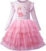 VASCHY Butterfly Dress for Girls, Cute Girls Sequin Tulle Ruffle Sleeve Princess Outfit Party Clothes,Toddler/Little/Big Kid Girls Clothing Size 5T