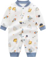 Baby Rompers Boys Girls Cotton Overalls Long Sleeve Jumpsuit Pyjama, 0-12 Months
