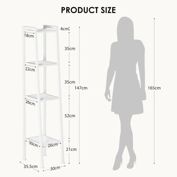 SogesHome Shelving Units Shelving Utility Shelves Metal Shelves Storage Display Rack Bookcase Home Shelf Storage Unit Standing Shelves 4 Tiers White 35.5 * 30 * 147cm,SH-LXH-TJ30W - Image 2