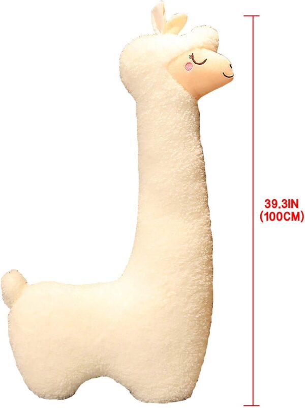 Alpaca Soft Toy Plush Toy, Cute Animal Cushion, Cute Soft Cuddly Toy, Plush Toy, Decoration Plush Cushion, Sleeping Pillow for Sofa, Children's Room, Gifts for Baby, Children, Women, 100 cm (White) - Image 5