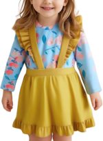 Xumplo Baby Girl Dress Suspender Skirt Set Infant Ruffle Floral Spring Dresses Little Girls Long Sleeve Bow Dress