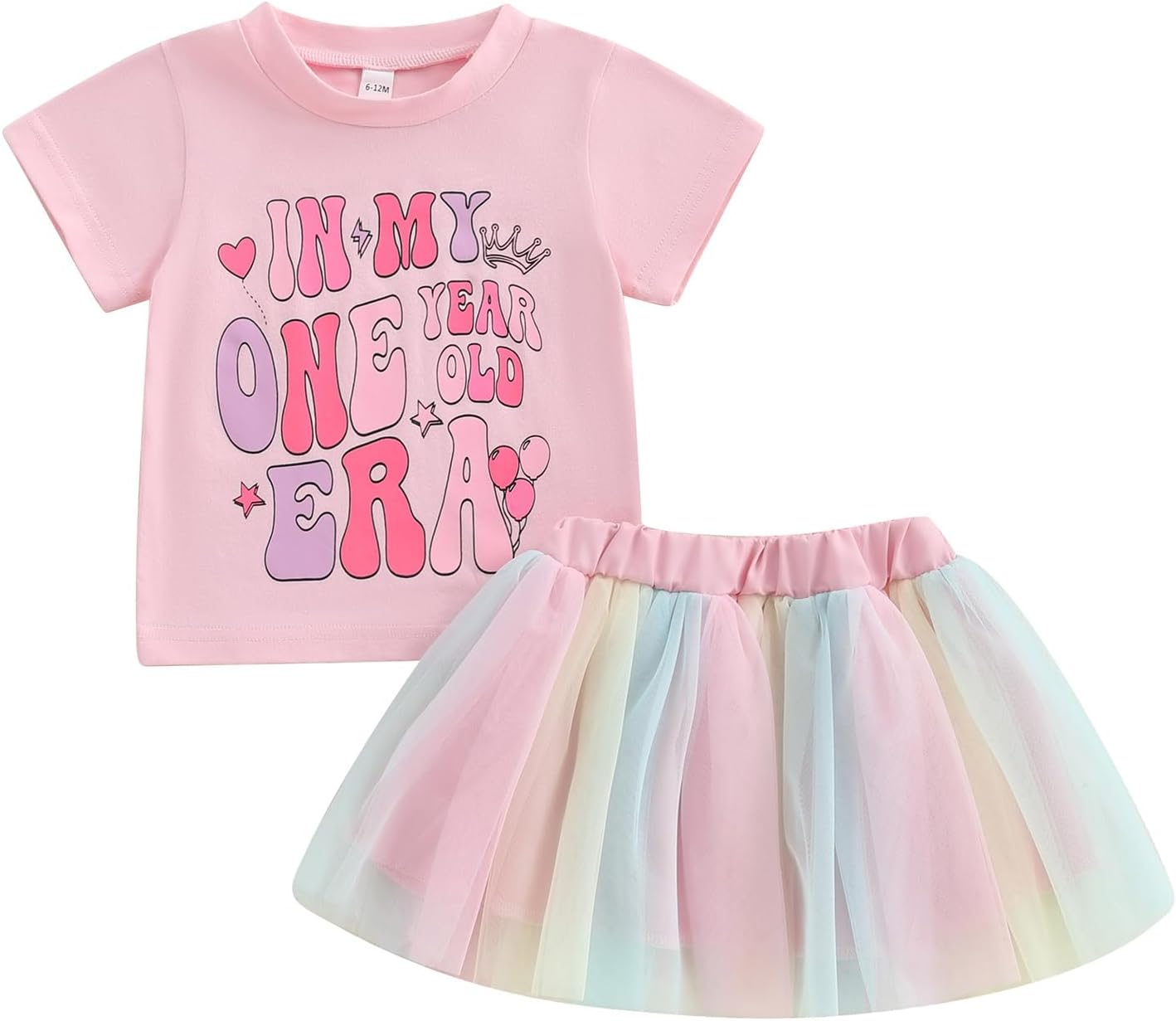 61UM2VFBNL._AC_SL1500_.jpg MAHUAOYIXI Baby Girl 2Pcs First Birthday Outfits Short Sleeve Letter Print Tops Tops T-Shirt + Tutu Tulle Skirt Set Toddler Girls Clothes Girls Birthday Clothing Set - Image 1