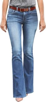 HMifjUM Womens Slim Fitting High Waisted Jeans Womens Flared Jeans Classic Slimming Fit High Bottoms Pull On Stretchy Jeans for Women UK Wearable All Year Round