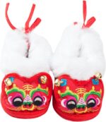 LIFKOME Toddler Shoes Baby Walking Shoes Tiger Design Soft Fleece Material Warm and Comfortable Red 17 Months Non-slip Sole Present