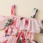 PythJooh Baby Girl Summer Off-Shoulder Flower Dress Toddler Girl Chiffon Floral Princess Dresses for 6Months to 5Years - Image 3