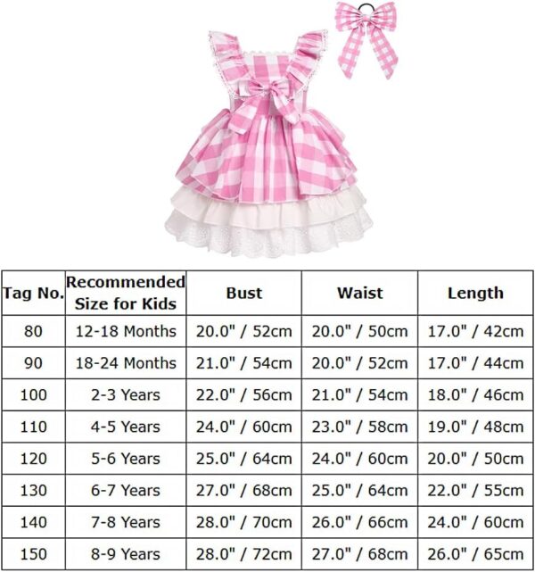 FYMNSI Baby Girls Toddler Kids Retro Pink Gingham Dress with Hair Bows 2pcs Set for Party Pageant Birthday Special Occasion - Image 7