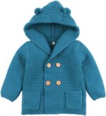 VICROAD Baby Cardigan Hooded Coats Boys Girls Knitted Jackets Warm Sweater Outwear