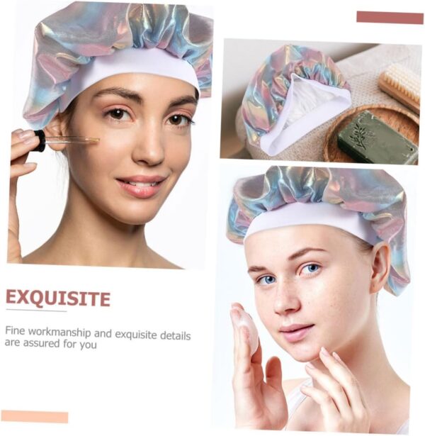 FRCOLOR 6 Pcs Baby Shower Cap Hair Care Caps Night Bonnet Breathable Satin Silk Sleeping Cap Shower Caps Sleep Caps Pink Polyester Child Round Cap - Image 6