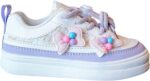 IQYU Sports Shoes Children's First Walking Shoes Non-Slip Soft Sole Baby Shoes Sports Leisure Shoes Girls Toddler Trainers Casual Children's Shoes Boys and Girls Canvas Shoes, purple, 2 UK