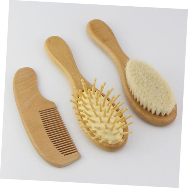 IWOWHERO 3-in-1 Baby Hair Care Wool Brush Wooden Comb Scalp Gentle Hair Brush Comb Set for Newborns - Image 7