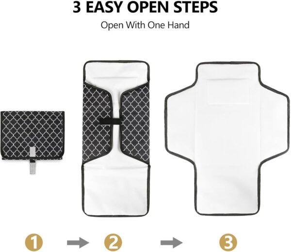 Baby Changing Pad, Built-in Pillow Portable Changing Mat for Baby, 51 * 64cm Nappy Pad, Foldable Waterproof Diaper Changing Pad, Compact Diaper Changing Pad, Portable Changing Mat for New-Born - Image 3