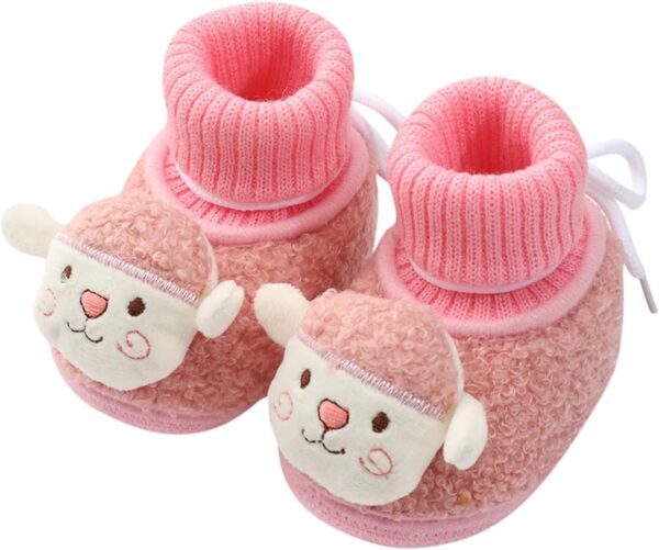 IQYU Soft lower baby shoes, baby boots, 0-18 months, first walking shoes, bowknot, children's socks, shoes, floor socks, baby socks, baby winter boots, boys, winter, baby shoes, girls, pink, 3 Months - Image 2