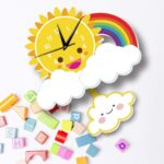 Wall Clock Silent Non-Ticking Clocks for Office Kitchen Living Room,Cute 3D Wall Clock Decorative Sun Clouds and Rainbow Wall Clocks Silent Non Ticking for Kids Bedroom Nursery Living Room Home - Image 5