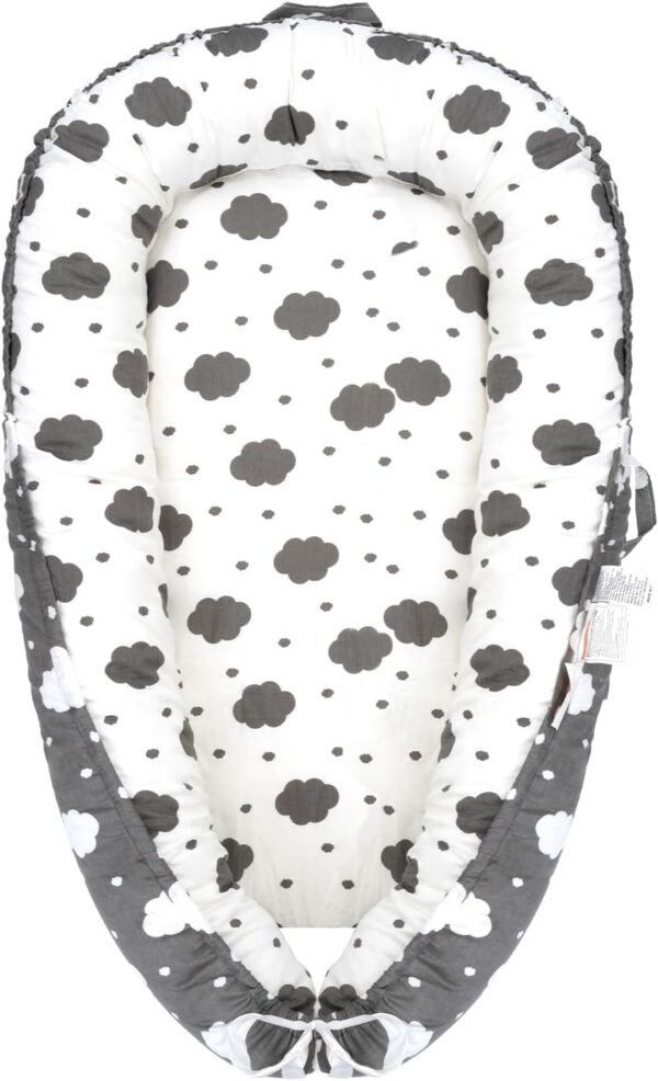 Baby Lounger - Baby Lounger for Newborn, 0-24 Months Baby Nest Breathable & Soft Portable Infant Lounger, Co Sleeper for Baby in Bed Floor Seat, Baby Essentials Gifts for Home and Travel- Little Grey - Image 8