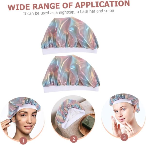 FRCOLOR 6 Pcs Baby Shower Cap Hair Care Caps Night Bonnet Breathable Satin Silk Sleeping Cap Shower Caps Sleep Caps Pink Polyester Child Round Cap - Image 2