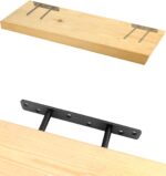QWORK® 2 Pack Floating Shelf Bracket - 6 Inch 150 mm Double T Design- Heavy Duty Hidden Concealed Wall Shelf Brackets with Mounting Screws - Solid Steel Matt Black - Image 5