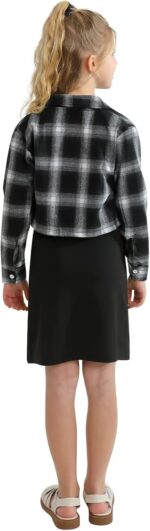 Kids Girl 2 Piece Outfits Teen Girls Sleeveless Bodycon Dress with Crop Jacket Children Plaid Long Sleeve Tops Shirts + Cami Short Dress Set Clothes - Image 4
