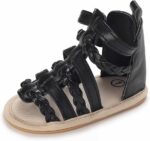 Toddler Kids Flat Gl𝐚diator Wide Sandals Slip On Ankle Summer Shoes Baby Boys Girls Rubber Sole Leather Soft Sandals White Baby Girl Shoes For Baptism Kids Pool Slidea( - Image 5