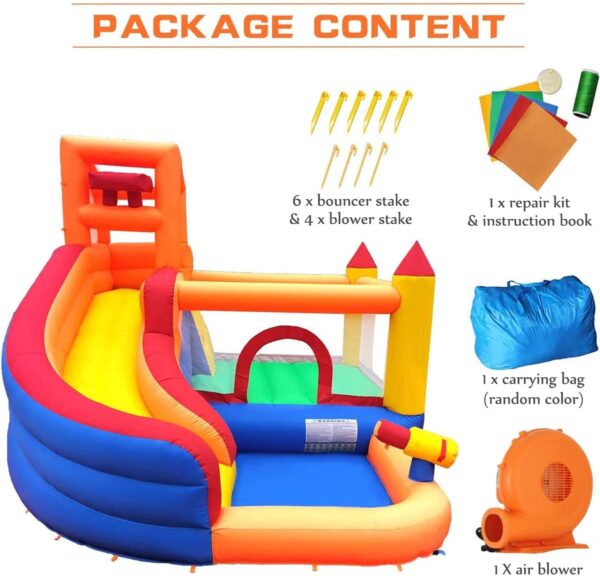 Ballsea Bouncy Castle, Inflatable Trampoline Bounce House with Long Slide, Climbing Wall, Ball Pit, Cannon, Bucket Dump for Kids Indoor Outdoor - Image 7